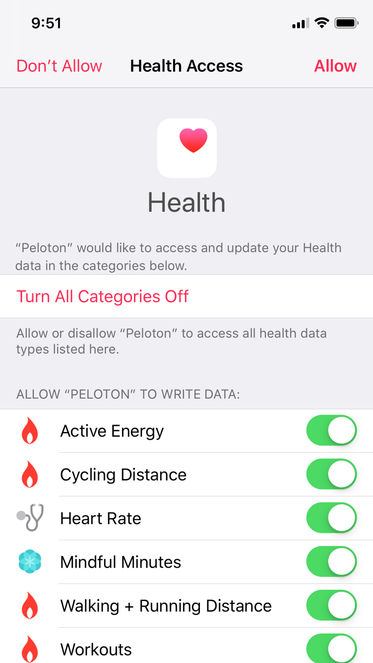 Peloton bike store apple health