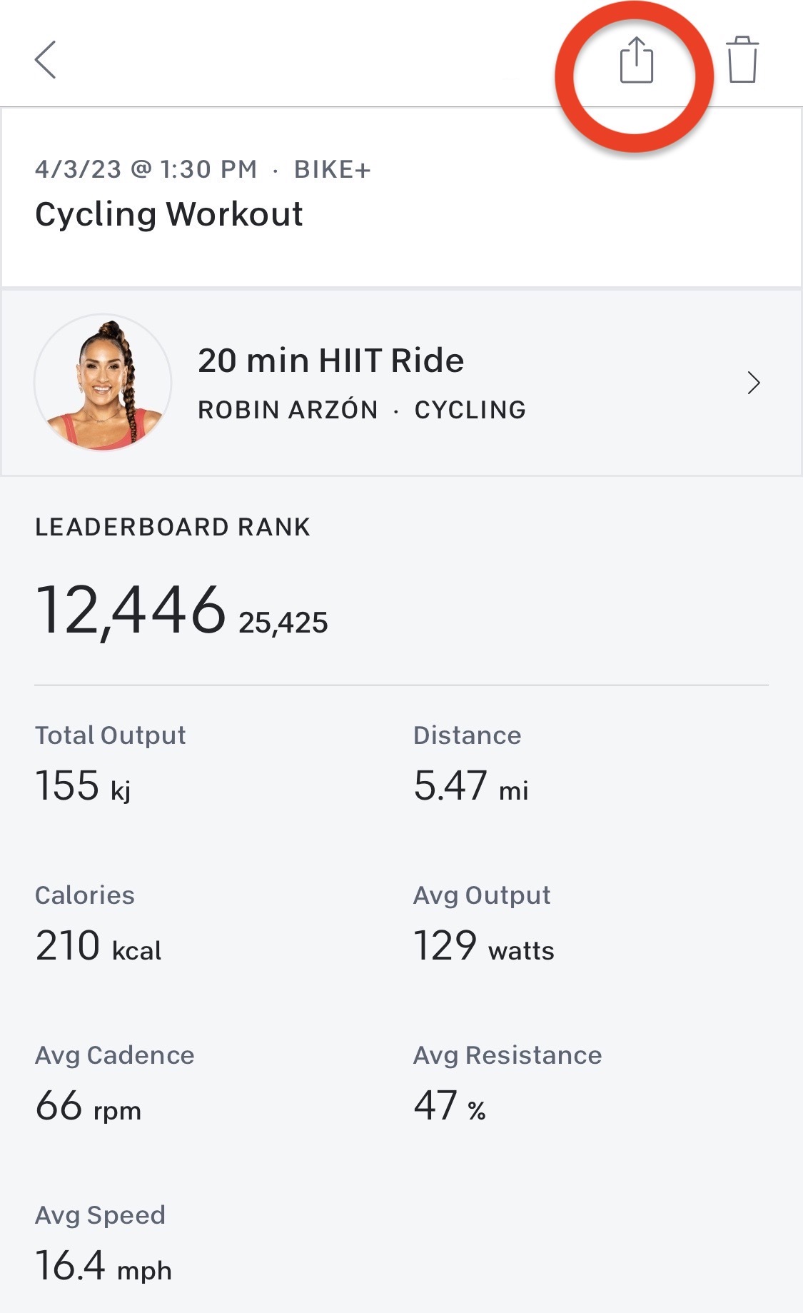 Sharing Classes from the Peloton App