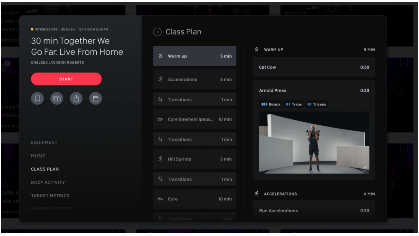 Peloton Movements and Body Activity