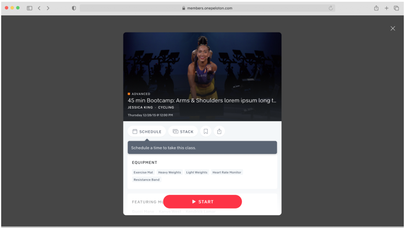 Peloton app live class schedule sale